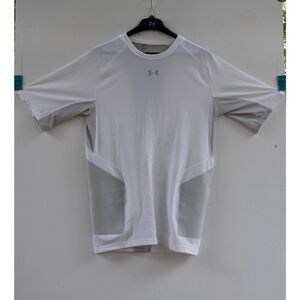 Under Armour Heat Gear Stability Short Sleeve Shirt Golf White Gray Mens Size XL
